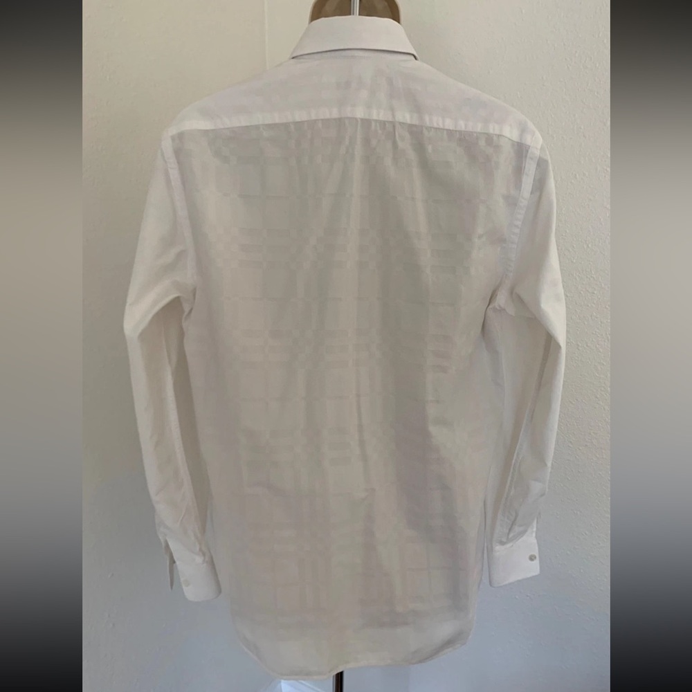 BURBERRY LONDON Mens Dressy Shirt White Button Down Nova Check Long Sleeve Sz L - Picture 4 of 16